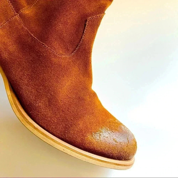 Sundance Catalog Leann Suede Cognac Ankle Booties - Picture 6 of 9